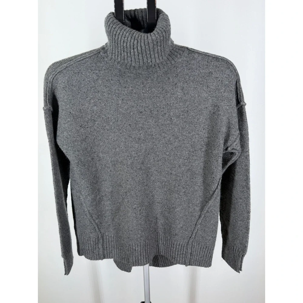 Michael Kors Womens Gray Turtleneck Sweater Wool Blend Split Hem Size Small